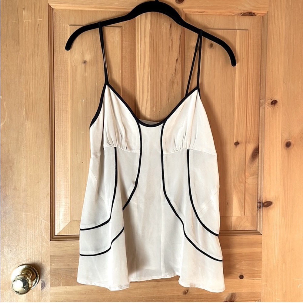 Silence + Noise Nude and Black Strappy Silk Camisole